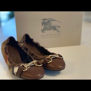 Burberry Shipley Scrunch Ballet Flat, Dark Tan